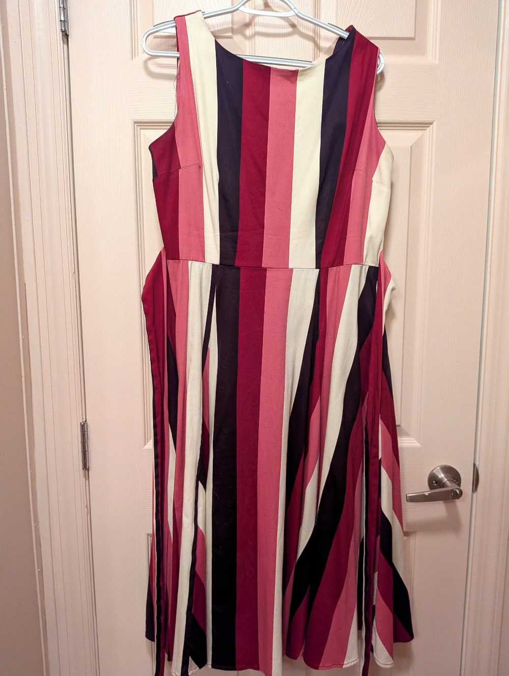 Collectif X Mod Cloth Red, Pink, Black & Cream Striped Sleeveless Dress